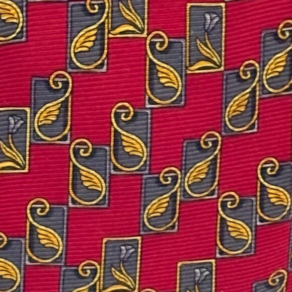 Men's Bolghari, Classic Red Patterned Tie, Made in Italy, 100% Silk - Picture 2 of 4